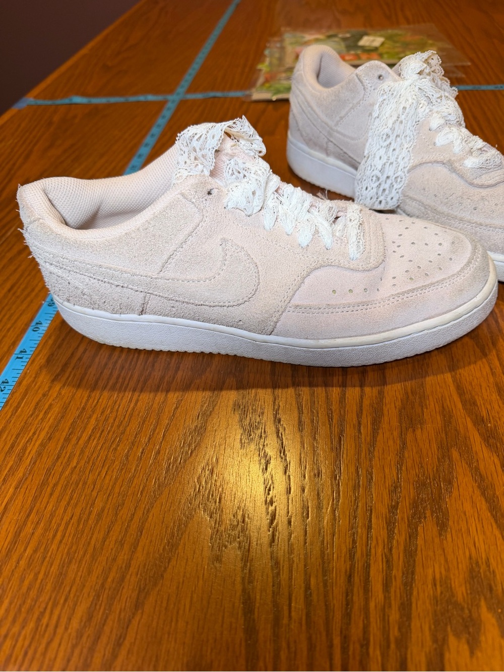 Nike Low-Top Lace-Up Sneakers in Pale Pink Suede